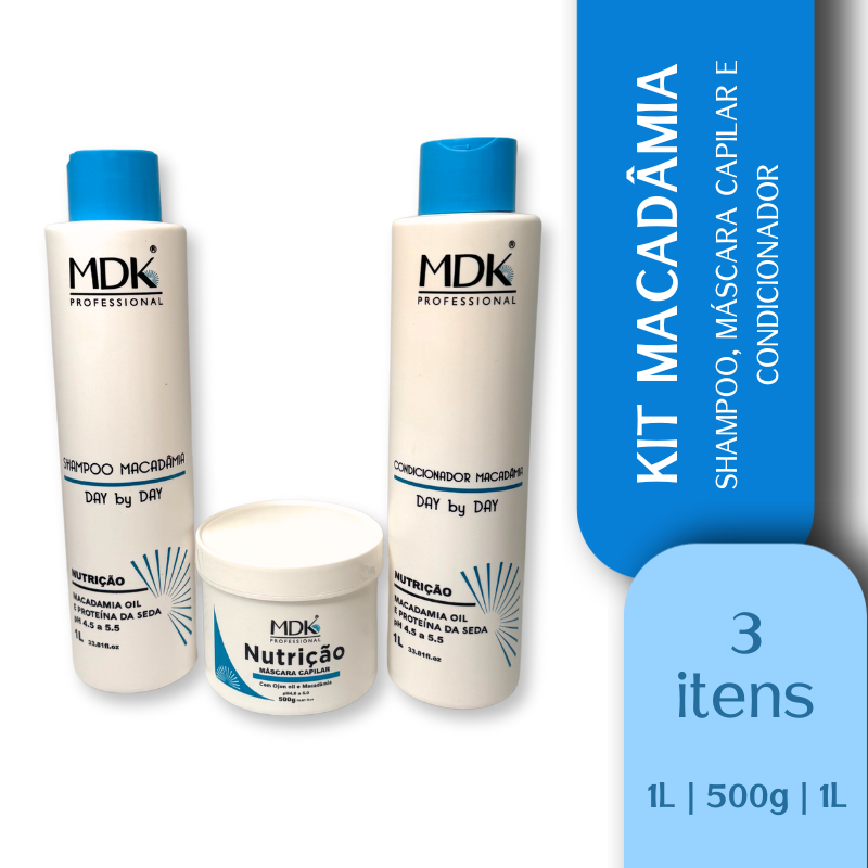 KIT MACADÂMIA NUTRIÇÃO COMPLETA MDK 1L